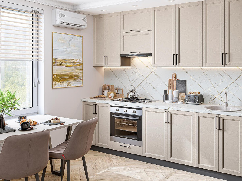 Кухня Сканди-03 Cream Silkwood/Graphite 2340*2600*600