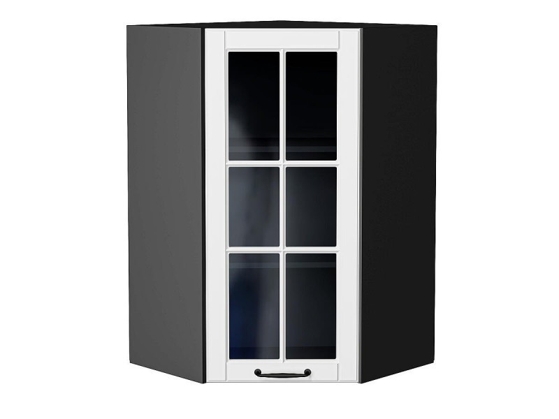920*600*600 Шкаф верхний угловой остекленный Дублин Special White