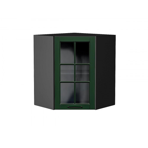 716*600*600 Шкаф верхний угловой остекленный Дублин Special Green