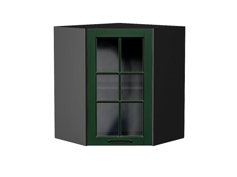 716*600*600 Шкаф верхний угловой остекленный Дублин Special Green